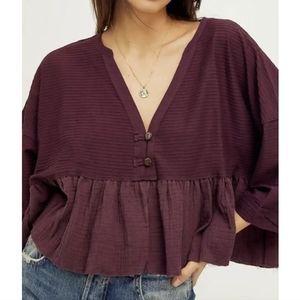 Free People We The Free Dallas Henley Crop Top NWOT XS